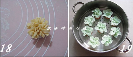 翠玉白菜饺捏成菊花状
